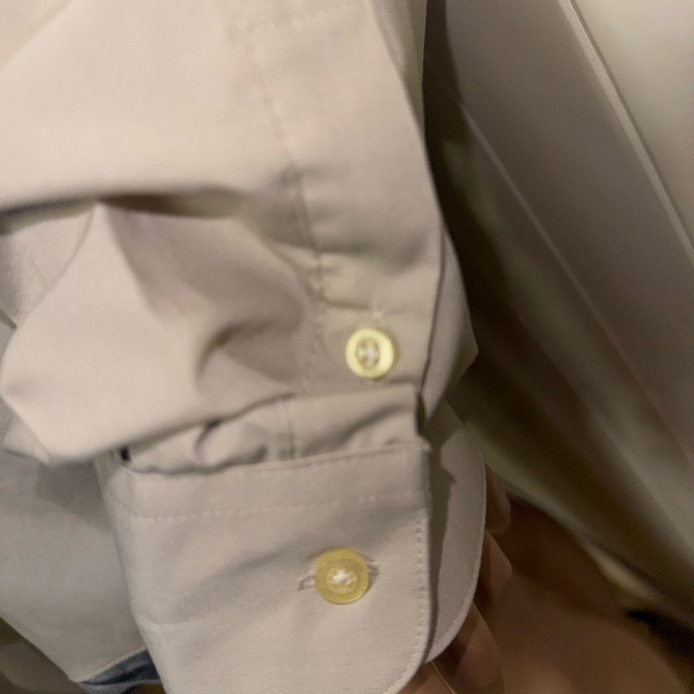 Arrow Fitted Dress Shirt 15.5 34/35 Tan Beige Long Sleeve Button Down - Picture 4 of 5